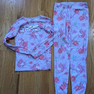 TCP Girl 9 10 Pink Unicorn Matching Snug Fit Cotton Pajamas Long Sleeve Set
